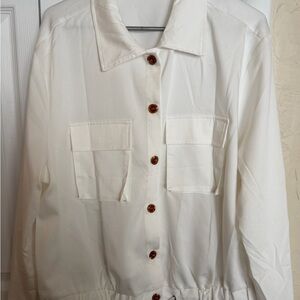 Onedreamer Women's Military Safari Cropped Jackets Button Down Lightweight XXL